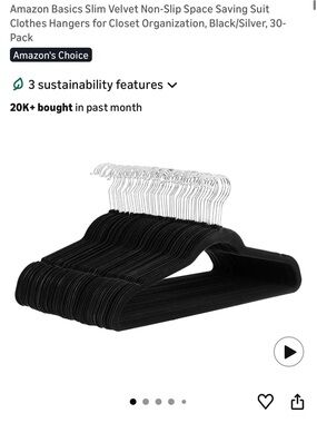 Black Velvet Non-Slip Slim Hangers - Pack